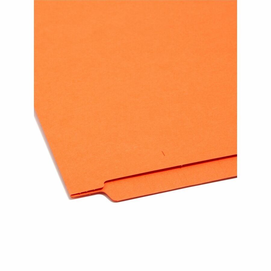 Smead Shelf-Master Straight Tab Cut Letter Recycled End Tab File Folder - 8 1/2" x 11" - 3/4" Expansion - 11 pt. - 2 Plys - Orange - Heavy Duty, Reinforced Tab - 10% Recycled - 100 / Box