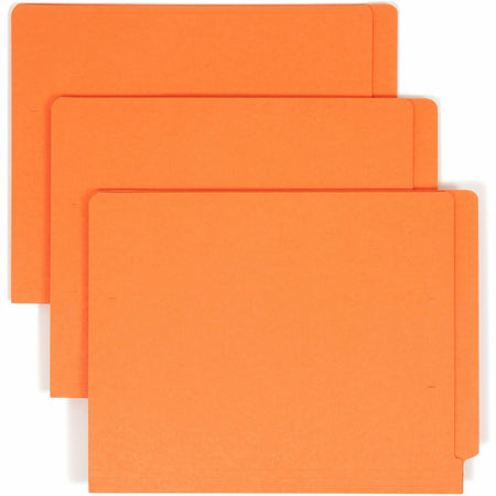 Smead Shelf-Master Straight Tab Cut Letter Recycled End Tab File Folder - 8 1/2" x 11" - 3/4" Expansion - 11 pt. - 2 Plys - Orange - Heavy Duty, Reinforced Tab - 10% Recycled - 100 / Box