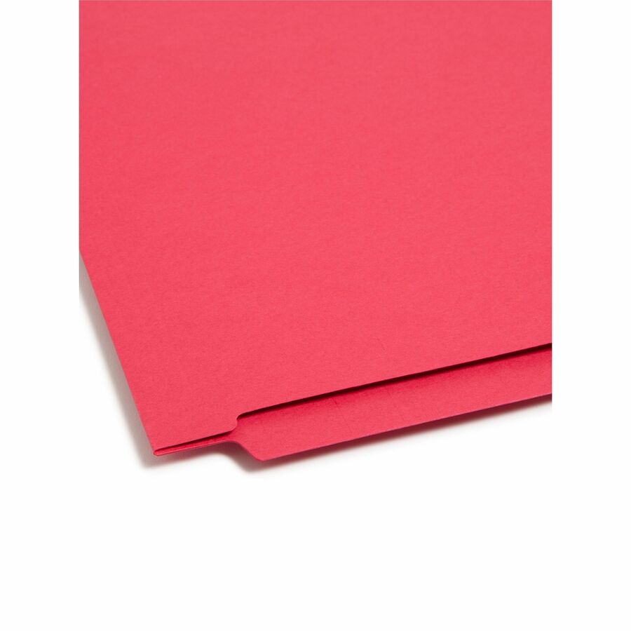 Smead Shelf-Master Straight Tab Cut Letter Recycled End Tab File Folder - 8 1/2" x 11" - 3/4" Expansion - 11 pt. - 2 Plys - Red - Heavy Duty, Reinforced Tab - 10% Recycled - 100 / Box