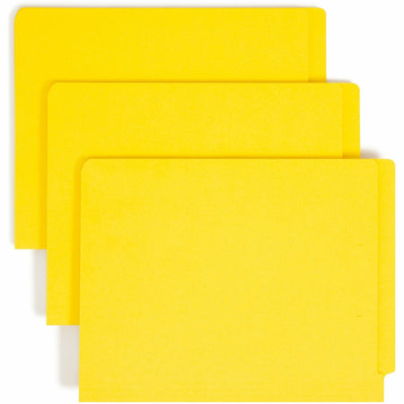 Smead Colored Straight Tab Cut Letter Recycled End Tab File Folder - 8 1/2" x 11" - 3/4" Expansion - 11 pt. - 2 Plys - Yellow - Heavy Duty, Reinforced Tab - 10% Recycled - 100 / Box