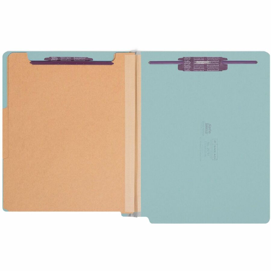 Smead Straight Tab Cut Letter Recycled Classification Folder - 8 1/2" x 11" - 2" Expansion - 2 x 2S Fastener(s) - 2" for Folder - End Tab Location - 2 Divider(s) - 25 pt. - Pressboard - Blue - 100% Recycled - 10 / Box