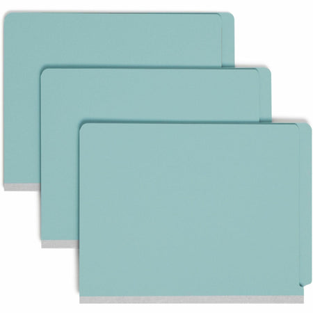 Smead Straight Tab Cut Letter Recycled Classification Folder - 8 1/2" x 11" - 2" Expansion - 2 x 2S Fastener(s) - 2" for Folder - End Tab Location - 2 Divider(s) - 25 pt. - Pressboard - Blue - 100% Recycled - 10 / Box