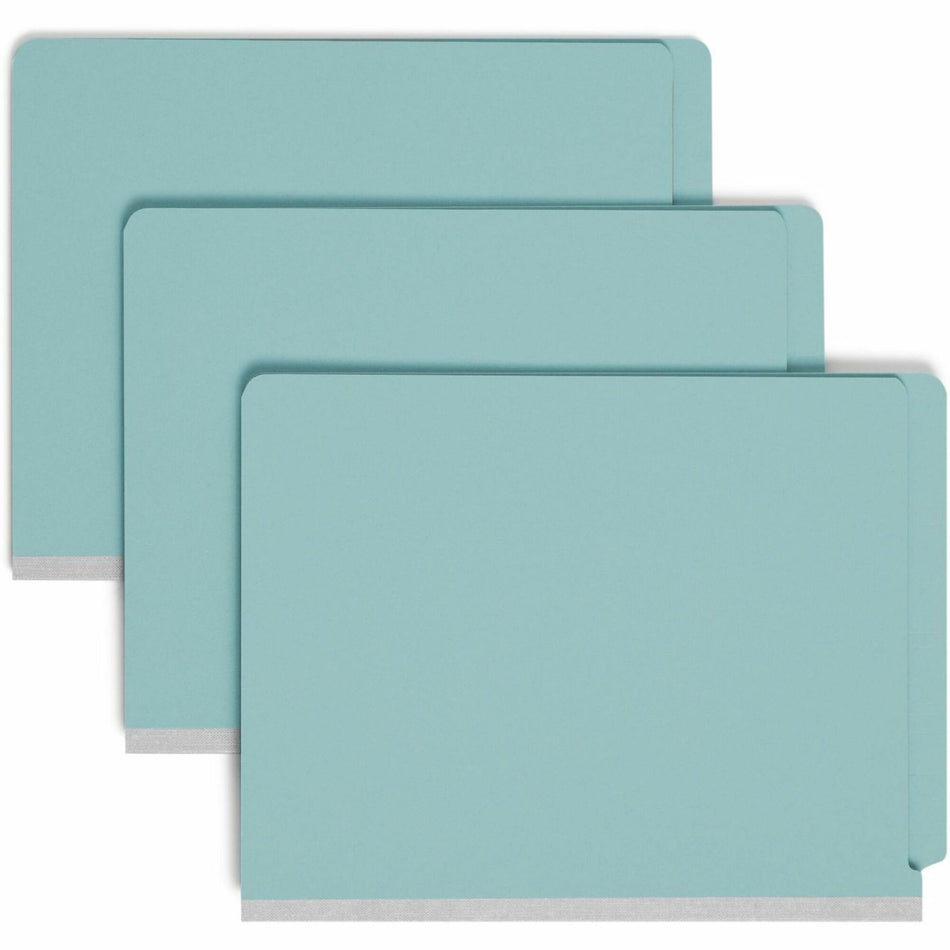 Smead Straight Tab Cut Letter Recycled Classification Folder - 8 1/2" x 11" - 2" Expansion - 2 x 2S Fastener(s) - 2" for Folder - End Tab Location - 2 Divider(s) - 25 pt. - Pressboard - Blue - 100% Recycled - 10 / Box