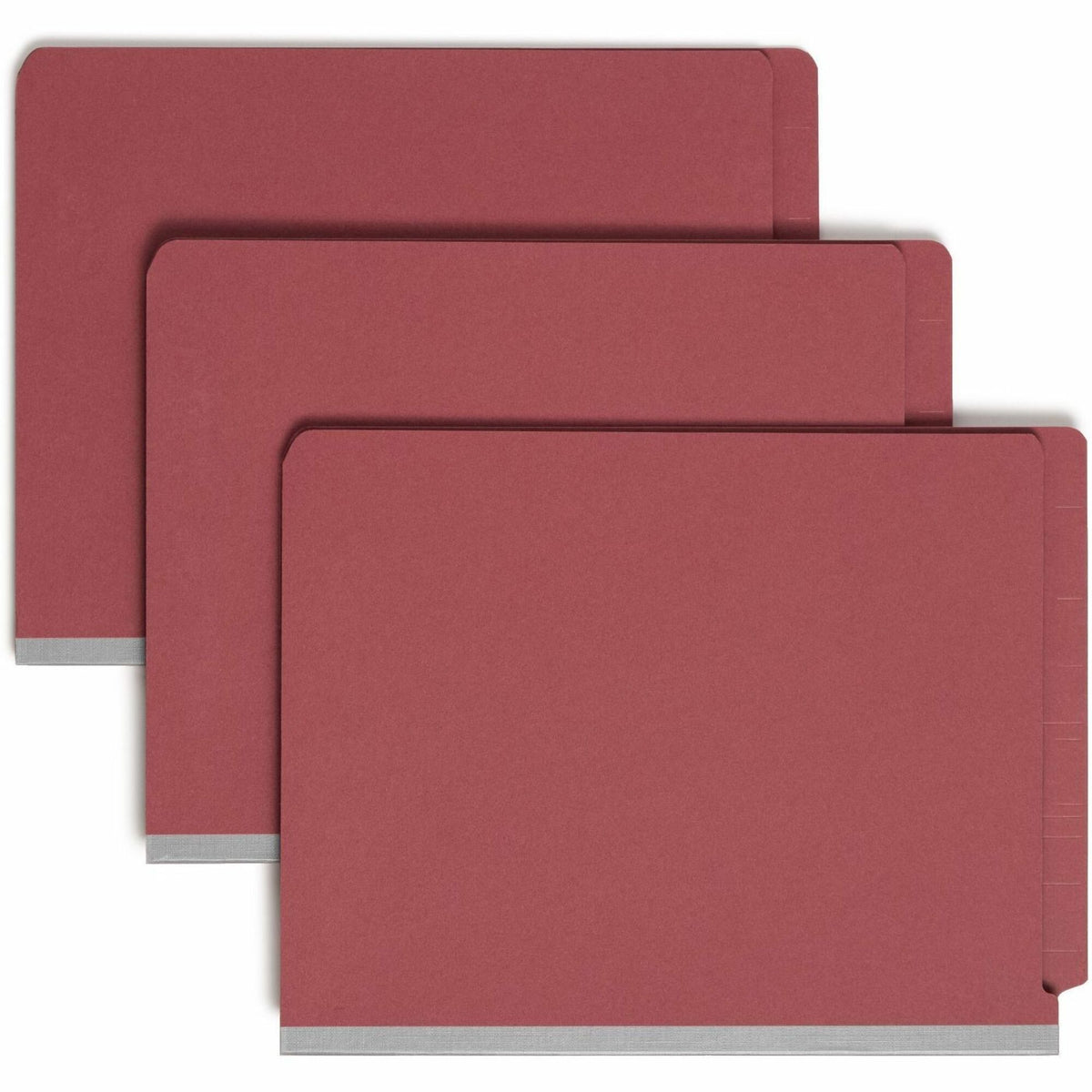 Smead Straight Tab Cut Letter Recycled Classification Folder - 8 1/2" x 11" - 2" Expansion - 2 x 2S Fastener(s) - 2" for Folder - End Tab Location - 2 Divider(s) - 25 pt. - Pressboard - Bright Red - 100% Recycled - 10 / Box