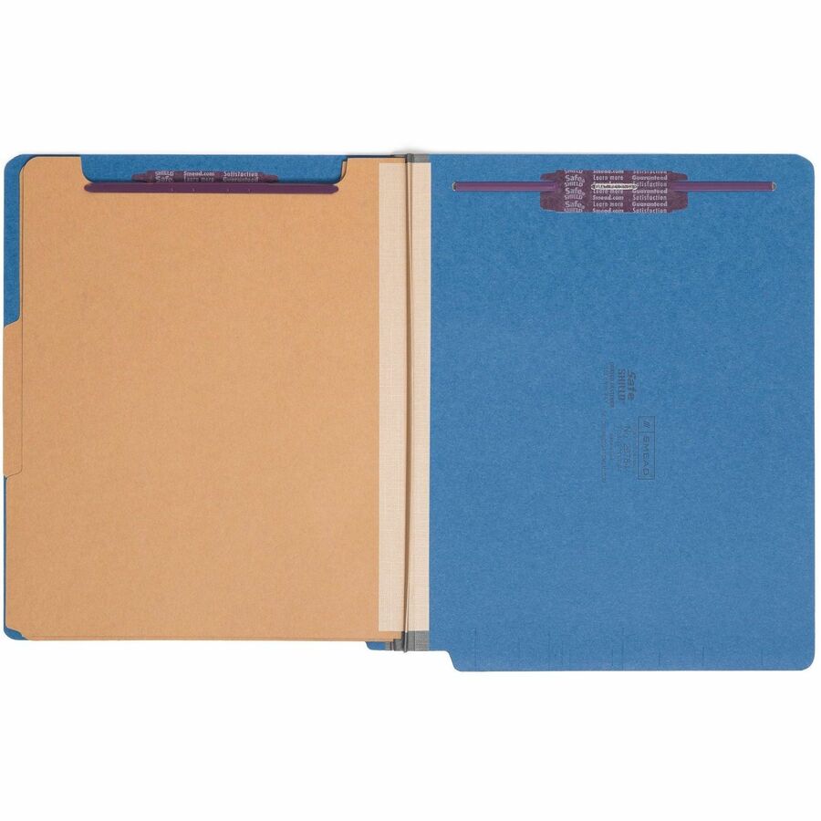Smead Straight Tab Cut Letter Recycled Classification Folder - 8 1/2" x 11" - 2" Expansion - 2 x 2S Fastener(s) - 2" for Folder - End Tab Location - 2 Divider(s) - 25 pt. - Pressboard - Dark Blue - 100% Recycled - 10 / Box