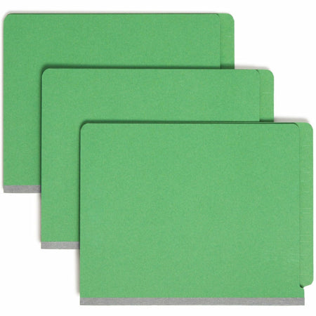 Smead Straight Tab Cut Letter Recycled Classification Folder - 8 1/2" x 11" - 2" Expansion - 2 x 2S Fastener(s) - 2" for Folder - End Tab Location - 2 Divider(s) - 25 pt. - Pressboard - Green - 100% Recycled - 10 / Box