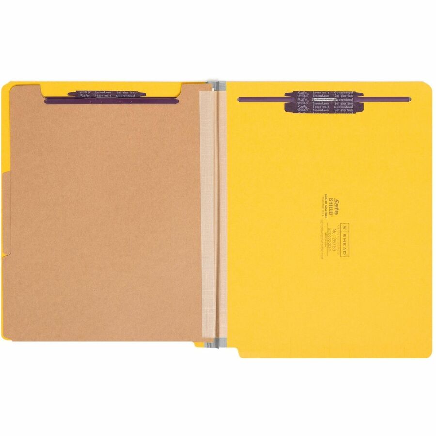 Smead Straight Tab Cut Letter Recycled Classification Folder - 8 1/2" x 11" - 2" Expansion - 2 x 2S Fastener(s) - 2" for Folder - End Tab Location - 2 Divider(s) - 23 pt. - Pressboard - Yellow - 100% Recycled - 10 / Box