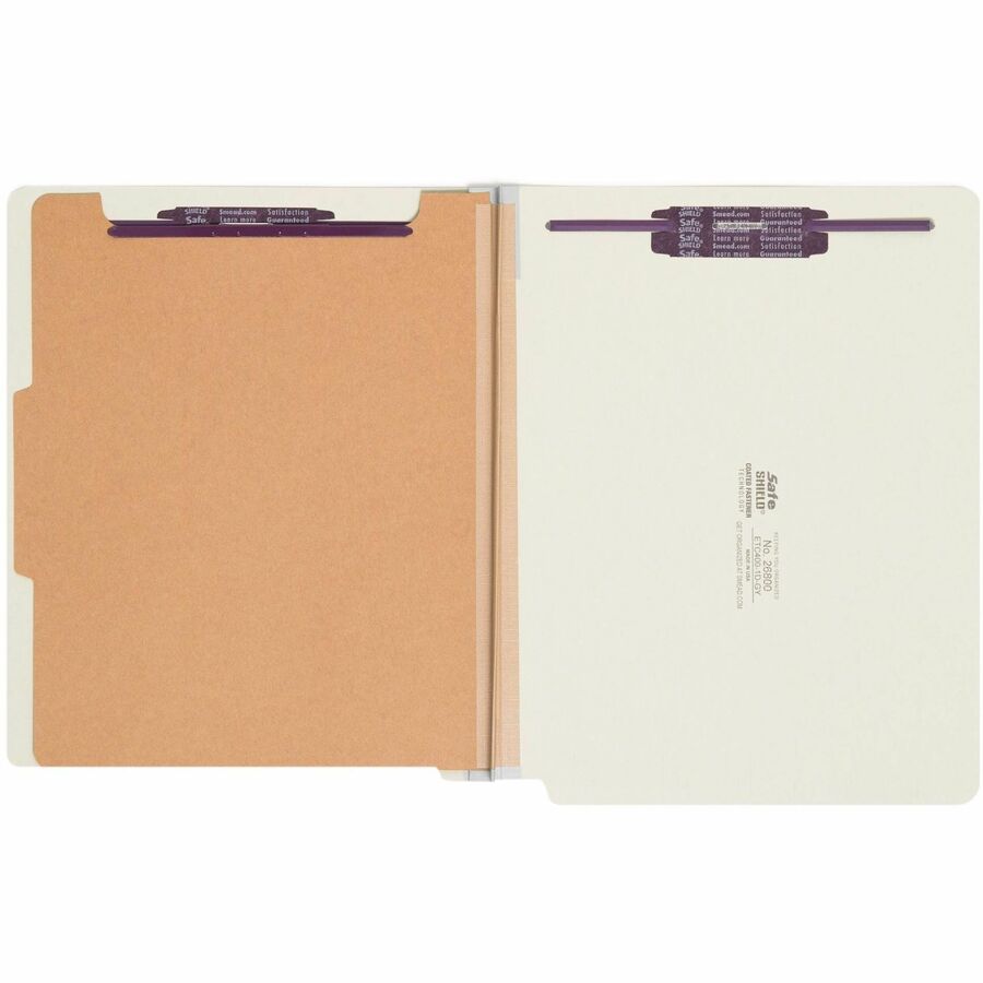 Smead Straight Tab Cut Letter Recycled Classification Folder - 8 1/2" x 11" - 2" Expansion - 2 x 2S Fastener(s) - 2" for Folder - End Tab Location - 1 Divider(s) - 25 pt. - Pressboard - Gray/Green - Heavy Duty, Tear Resistant - 100% Recycled - 10 / Box