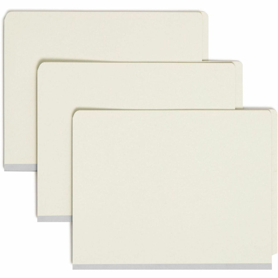 Smead Straight Tab Cut Letter Recycled Classification Folder - 8 1/2" x 11" - 2" Expansion - 2 x 2S Fastener(s) - 2" for Folder - End Tab Location - 1 Divider(s) - 25 pt. - Pressboard - Gray/Green - Heavy Duty, Tear Resistant - 100% Recycled - 10 / Box