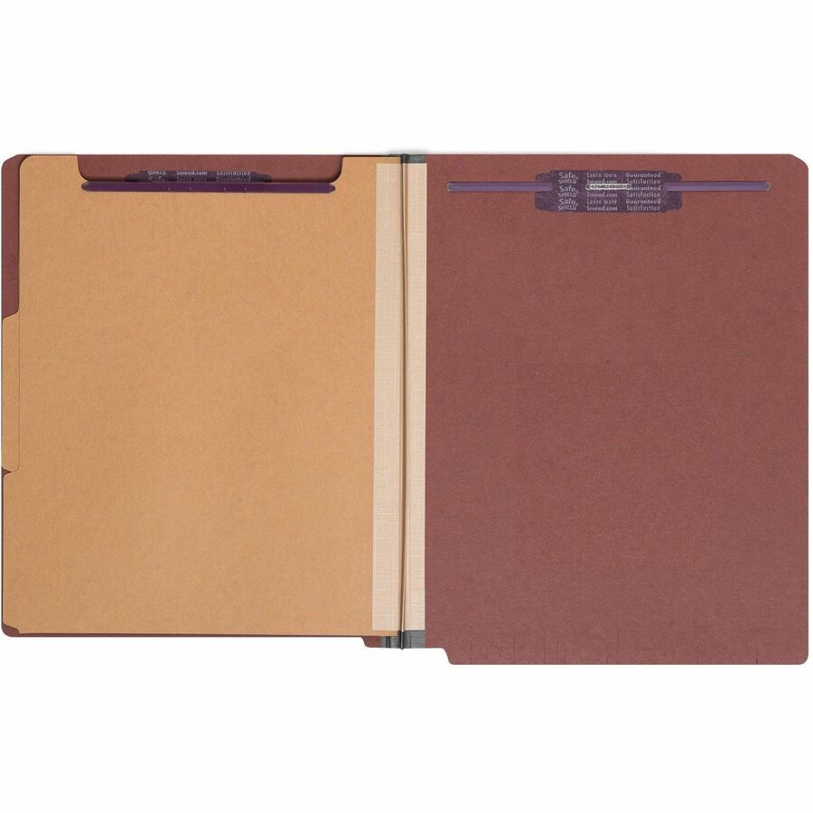 Smead Straight Tab Cut Letter Recycled Classification Folder - 8 1/2" x 11" - 2" Expansion - 2 x 2S Fastener(s) - 2" for Folder - End Tab Location - 2 Divider(s) - 25 pt. - Pressboard - Red - Heavy Duty, Tear Resistant - 100% Recycled - 10 / Box