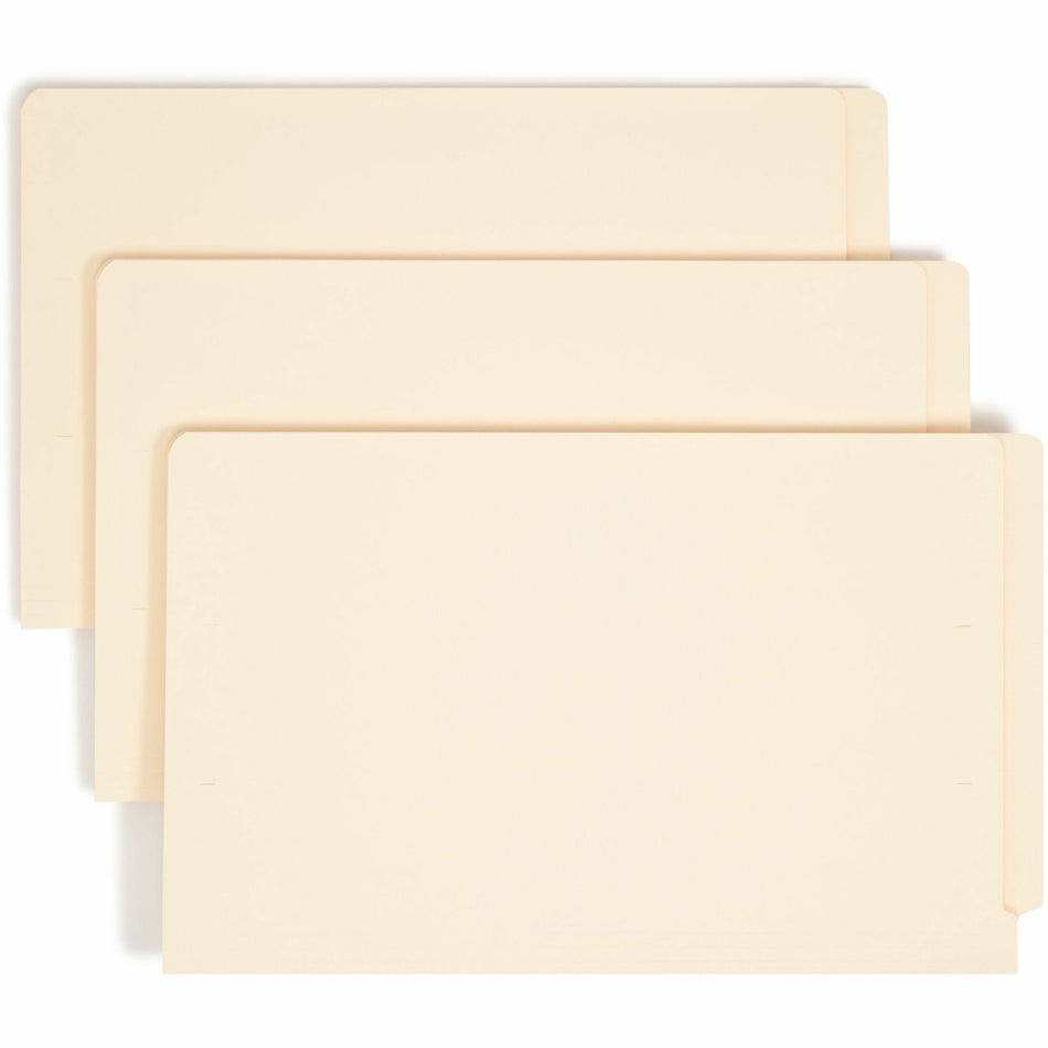 Smead Straight Tab Cut Legal Recycled End Tab File Folder - 8 1/2" x 14" - 3/4" Expansion - 11 pt. - 2 Plys - Manila - Reinforced Tab, Embossed - 10% Recycled - 100 / Box