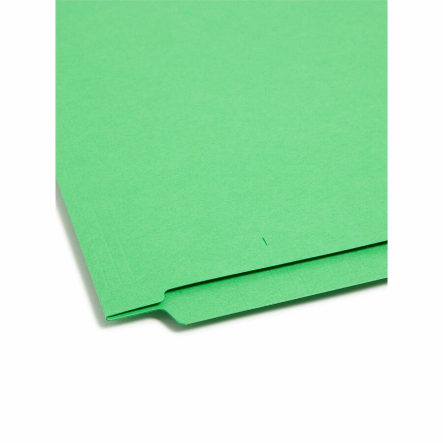 Smead Colored Straight Tab Cut Legal Recycled Fastener Folder - 8 1/2" x 14" - 3/4" Expansion - 2 x 2B Fastener(s) - 2" for Folder - End Tab Location - 11 pt. - 2 Plys - Green - 10% Recycled - 50 / Box