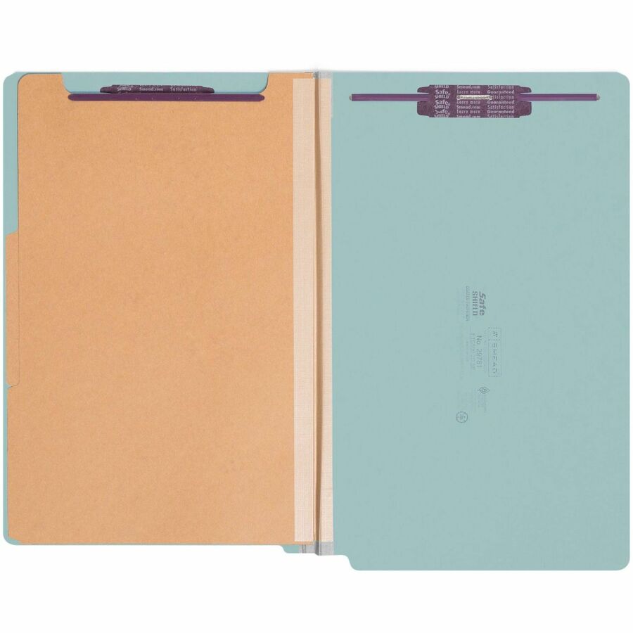 Smead Legal Recycled Classification Folder - 8 1/2" x 14" - 2" Expansion - 2 x 2S Fastener(s) - 2" for Folder - End Tab Location - 2 Divider(s) - 25 pt. - Pressboard - Blue - 100% Recycled - 10 / Box