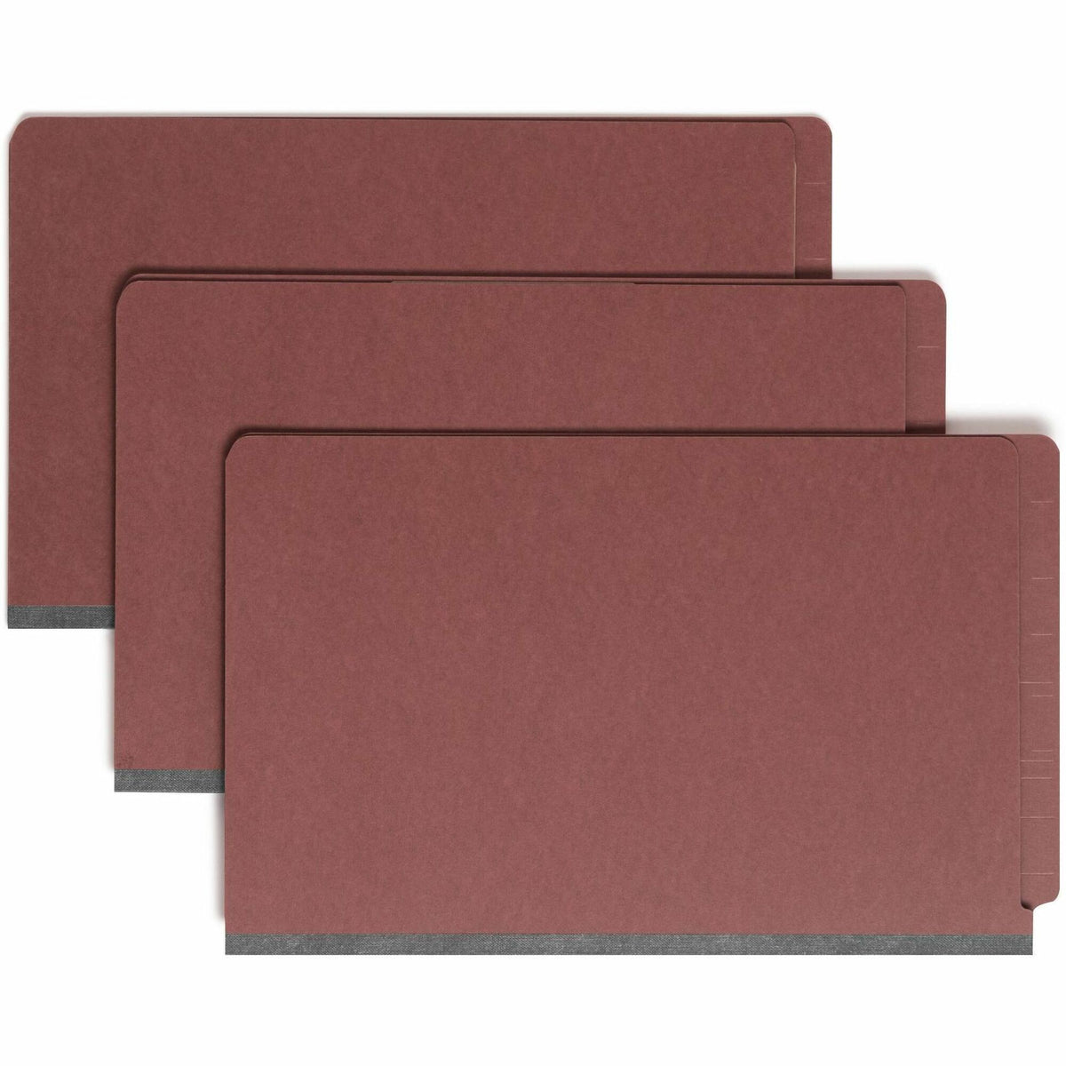 Smead Straight Tab Cut Legal Recycled Classification Folder - 8 1/2" x 14" - 2" Expansion - 2 x 2S Fastener(s) - 2" for Folder - End Tab Location - 2 Divider(s) - 25 pt. - Pressboard - Red - Heavy Duty, Tear Resistant - 100% Recycled - 10 / Box