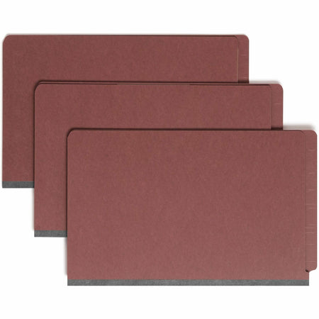 Smead Straight Tab Cut Legal Recycled Classification Folder - 8 1/2" x 14" - 2" Expansion - 2 x 2S Fastener(s) - 2" for Folder - End Tab Location - 2 Divider(s) - 25 pt. - Pressboard - Red - Heavy Duty, Tear Resistant - 100% Recycled - 10 / Box