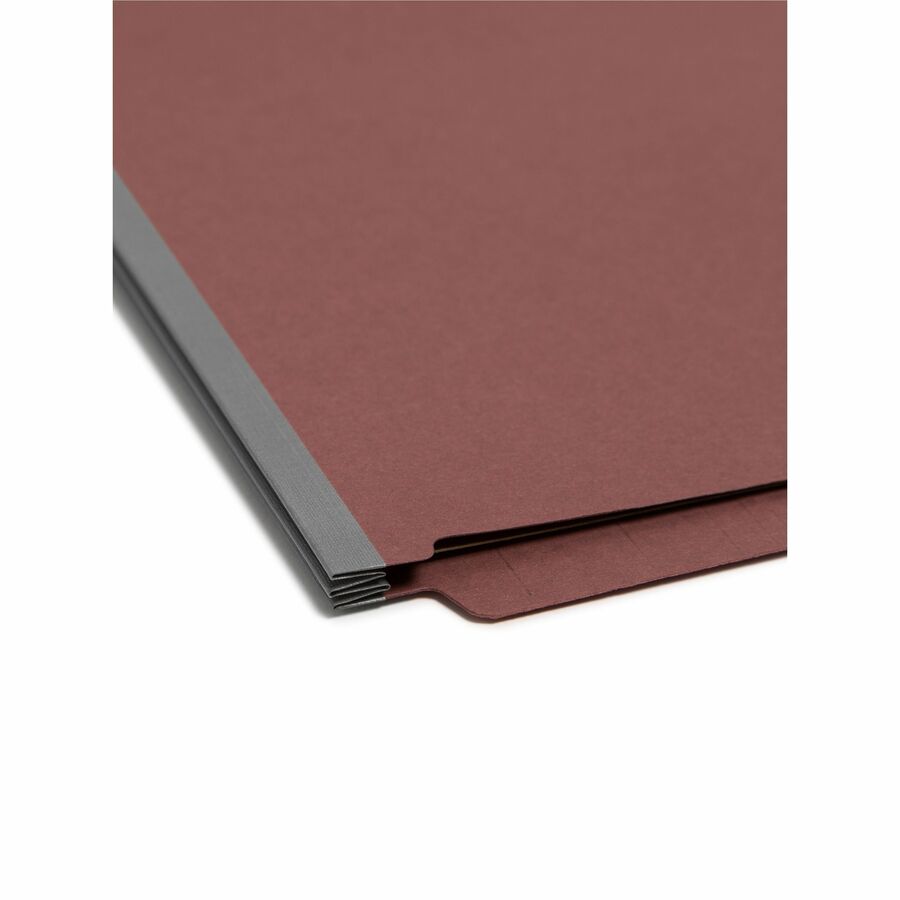 Smead Straight Tab Cut Legal Recycled Classification Folder - 8 1/2" x 14" - 2" Expansion - 2 x 2S Fastener(s) - 2" for Folder - End Tab Location - 2 Divider(s) - 25 pt. - Pressboard - Red - Heavy Duty, Tear Resistant - 100% Recycled - 10 / Box