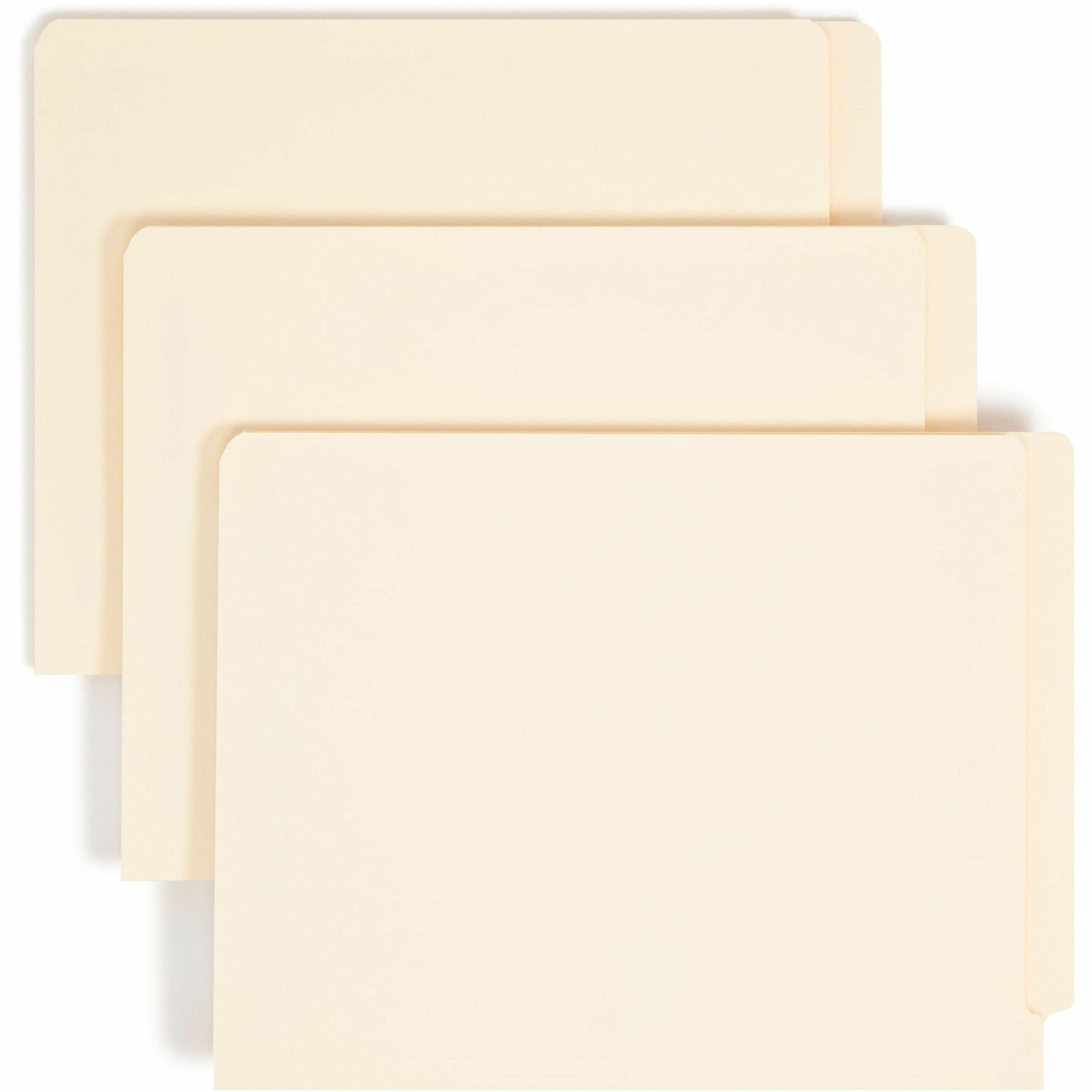 Smead Straight Tab Cut Letter Recycled Fastener Folder - 8 1/2" x 11" - 3/4" Expansion - 1 x 2B Fastener(s) - 2" for Folder - End Tab Location - 11 pt. - 2 Plys - Manila - Reinforced Tab, Embossed - 10% Recycled - 50 / Box