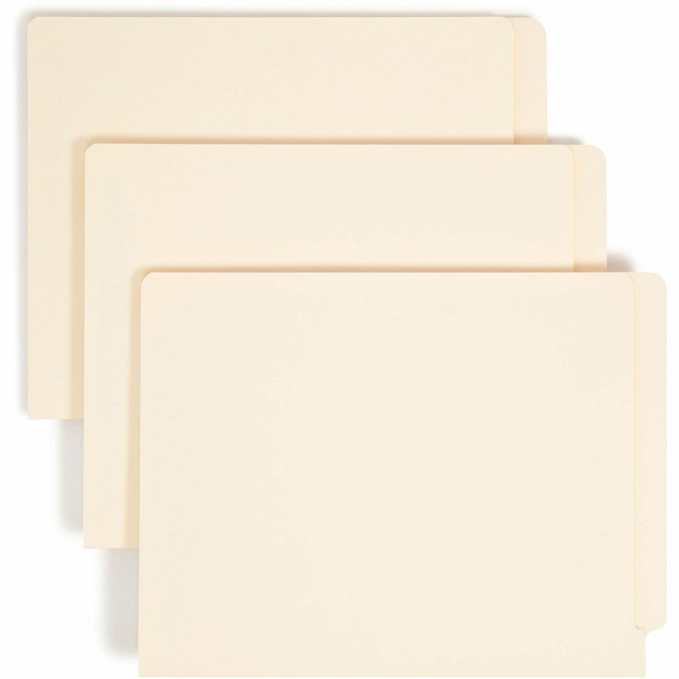 Smead Straight Tab Cut Letter Recycled Fastener Folder - 8 1/2" x 11" - 3/4" Expansion - 2 x 2B Fastener(s) - 2" for Folder - End Tab Location - 14 pt. - 2 Plys - Manila - Embossed - 10% Recycled - 50 / Box