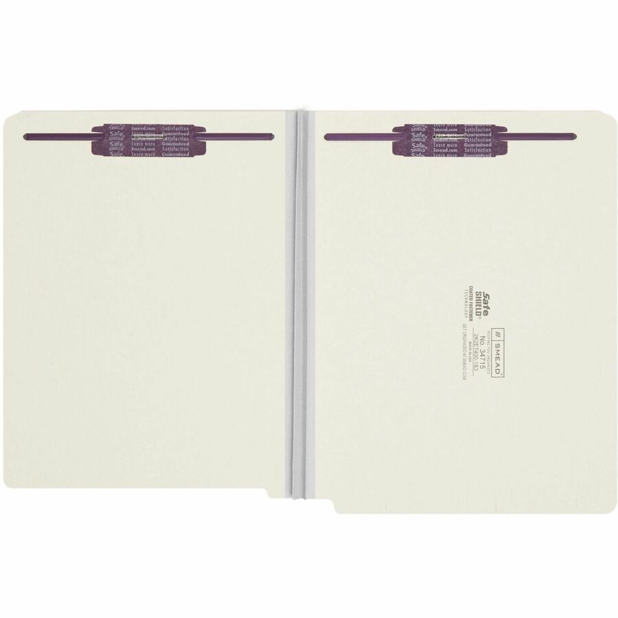 Smead Letter Recycled Fastener Folder - 8 1/2" x 11" - 2" Expansion - 2 x 2S Fastener(s) - 2" for Folder - End Tab Location - 25 pt. - Pressboard - Gray/Green - Heavy Duty, Rounded Corner - 100% Recycled - 25 / Box