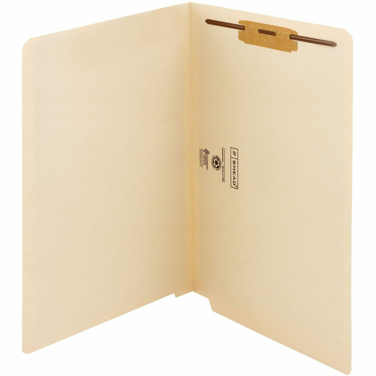Smead Straight Tab Cut Legal Recycled Fastener Folder - 8 1/2" x 14" - 3/4" Expansion - 1 x 2B Fastener(s) - 2" for Folder - End Tab Location - 11 pt. - 2 Plys - Manila - Reinforced Tab, Embossed - 10% Recycled - 50 / Box