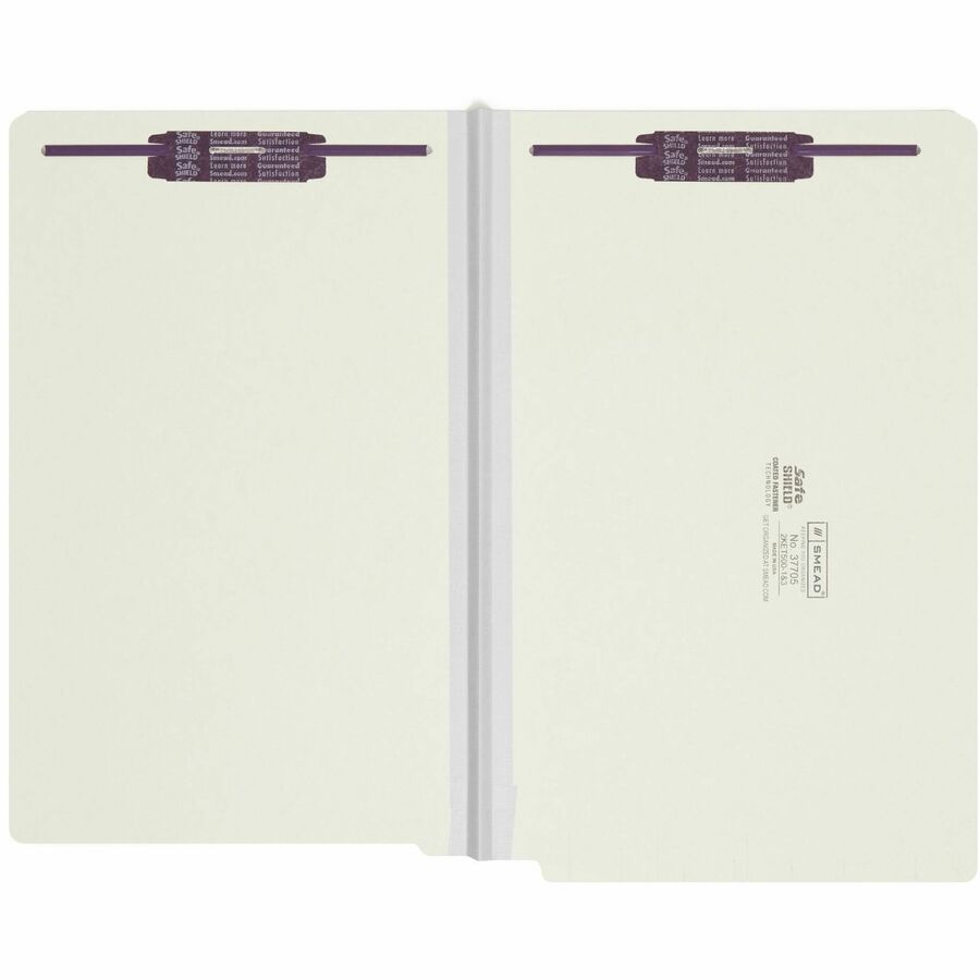 Smead Legal Recycled Fastener Folder - 8 1/2" x 14" - 1" Expansion - 2 x 2S Fastener(s) - 2" for Folder - End Tab Location - 25 pt. - Pressboard - Gray, Green - Heavy Duty, Rounded Corner - 100% Recycled - 25 / Box
