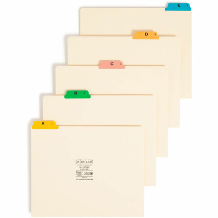 Smead Filing Guides with Alphabetic Indexing - 25 Printed Assorted Tab(s) - Character - A-Z - 25 Tab(s)/Set - Letter - Yellow Manila, Green, Pink, Salmon, Blue Tab(s) - 10% Recycled - 25 / Set