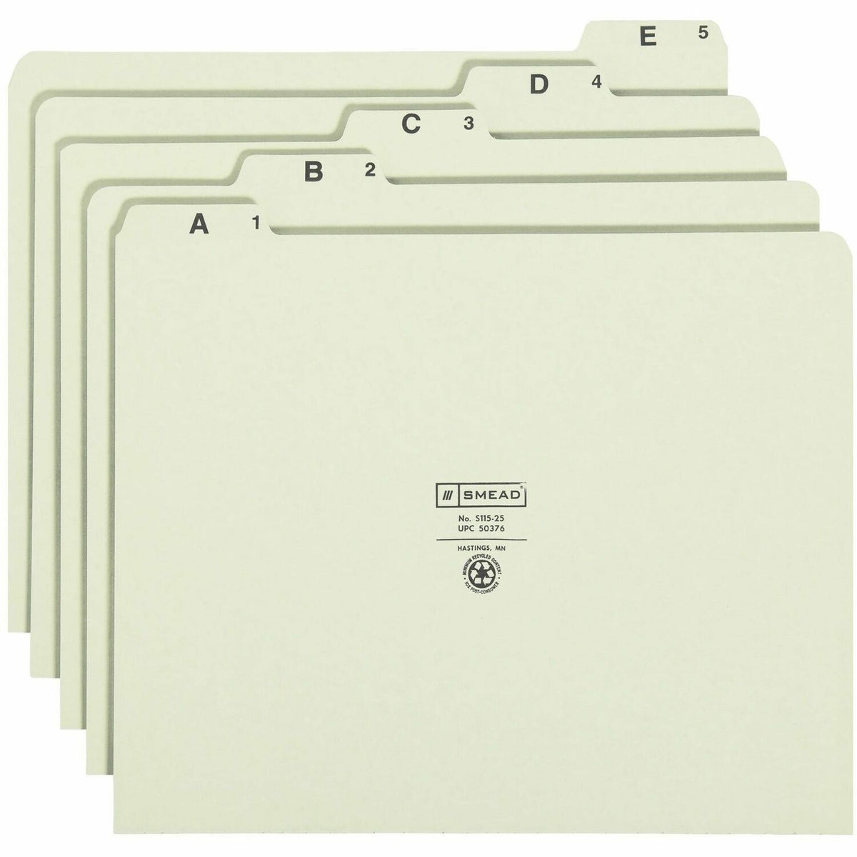 Smead A-Z 1/5 Tab Cut Recycled Letter Pressboard Guides - Assorted Tab(s) - 100% Recycled - 25 / Set