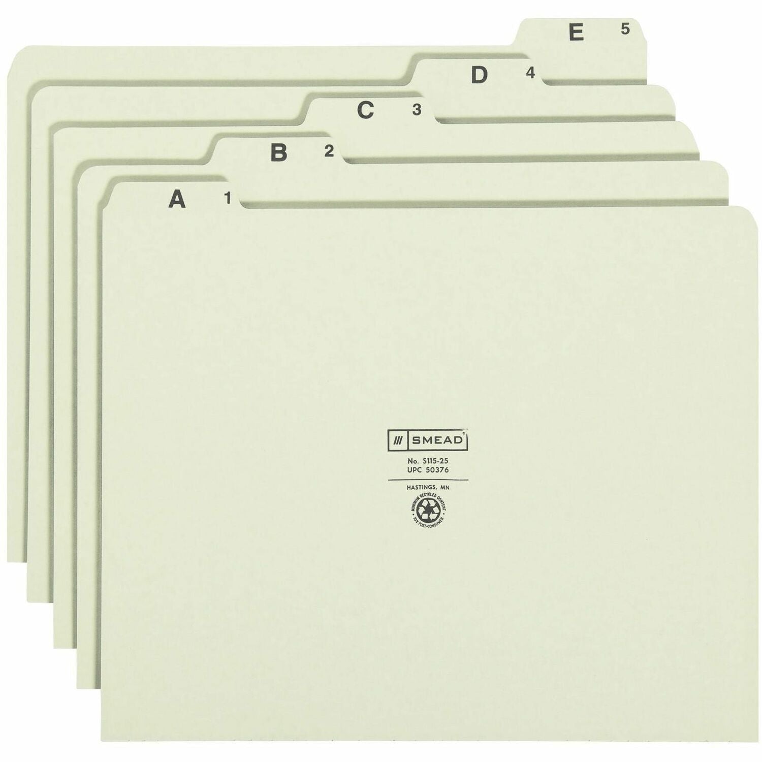 Smead A-Z 1/5 Tab Cut Recycled Letter Pressboard Guides - Assorted Tab(s) - 100% Recycled - 25 / Set