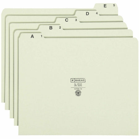 Smead A-Z 1/5 Tab Cut Recycled Letter Pressboard Guides - Assorted Tab(s) - 100% Recycled - 25 / Set
