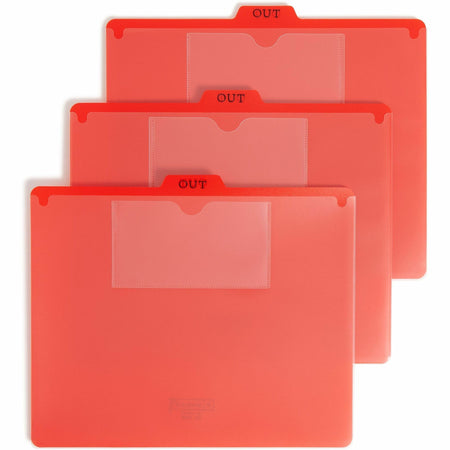 Smead 2-Pocket Out Guides - Printed Center Tab(s) - Message - OUT - 0.50" Tab Height - Letter - Bright Red Poly Tab(s) - 50 / Box