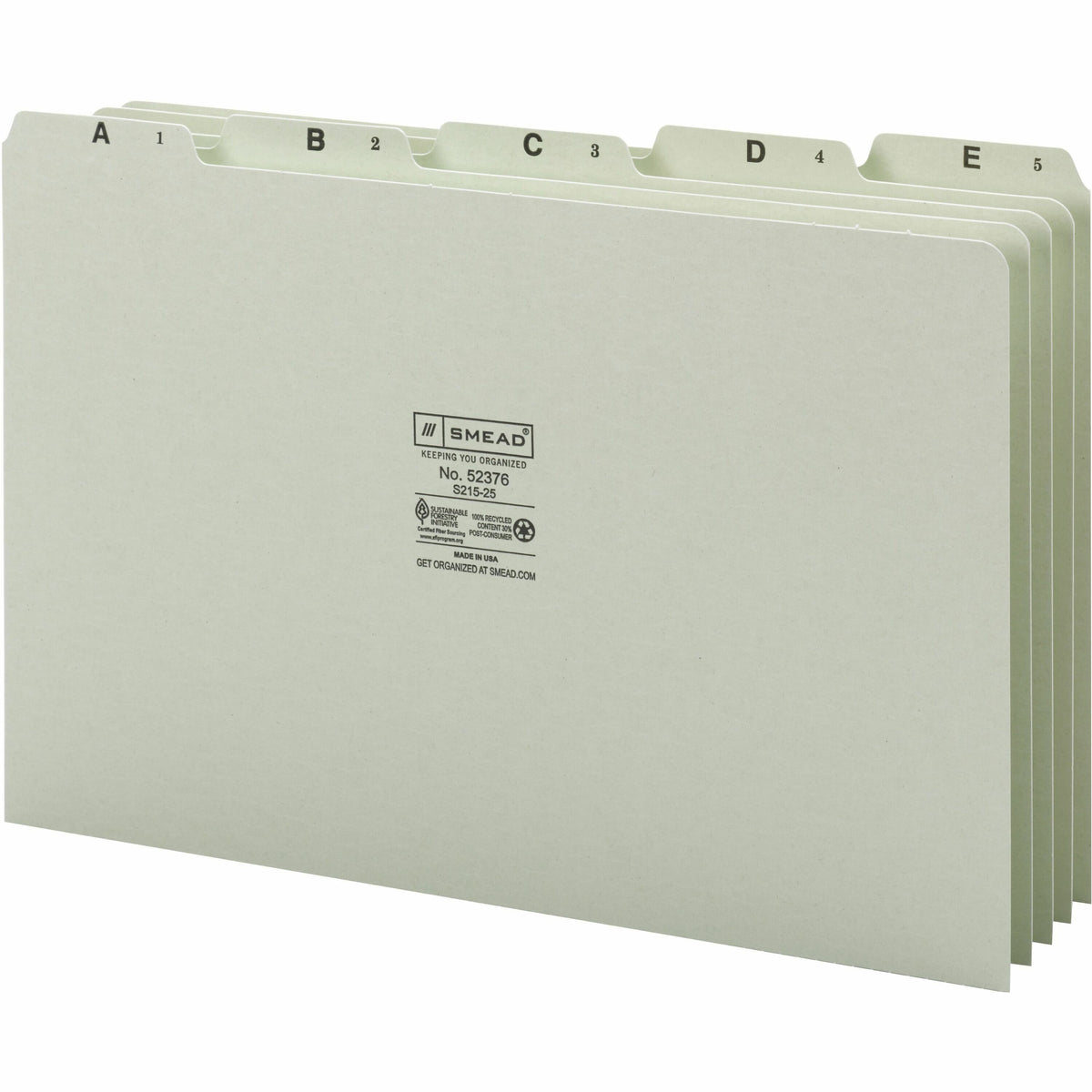 Smead A-Z 1/5 Tab Cut Recycled Legal Pressboard Guides - Assorted Tab(s) - 100% Recycled - 25 / Set
