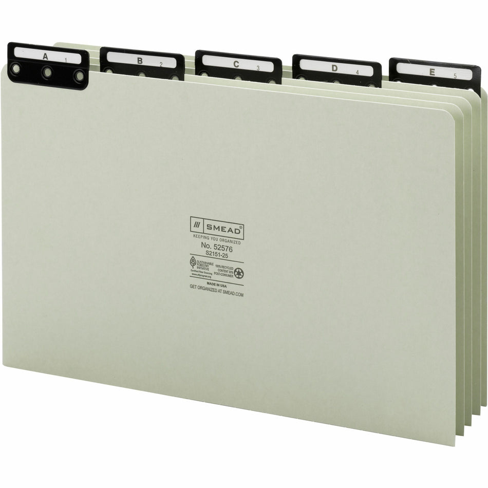 Smead Filing Guides with Alphabetic Indexing - Printed Assorted Tab(s) - Character - A-Z - 25 Tab(s)/Set - Legal - 100% Recycled - 25 / Set