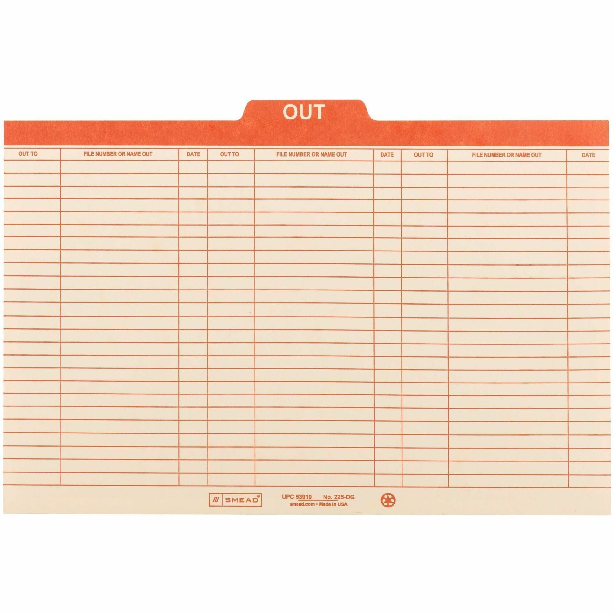 Smead 1/5 Tab Cut Legal Recycled Top Tab File Folder - 8 1/2" x 14" - 1" Expansion - Top Tab Location - Center Tab Position - 18 pt. - Manila - Preprinted - 10% Recycled - 100 / Box