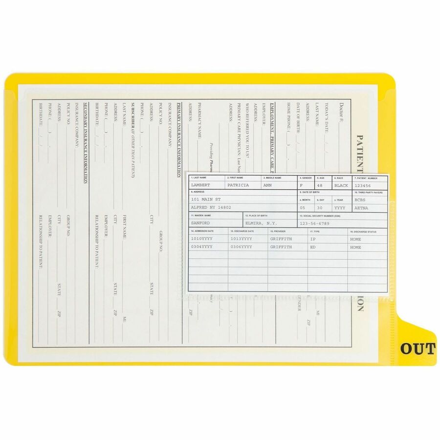 Smead End Tab Out Guides - Printed Bottom Tab(s) - Message - OUT - Letter - Yellow Poly Tab(s) - 25 / Box