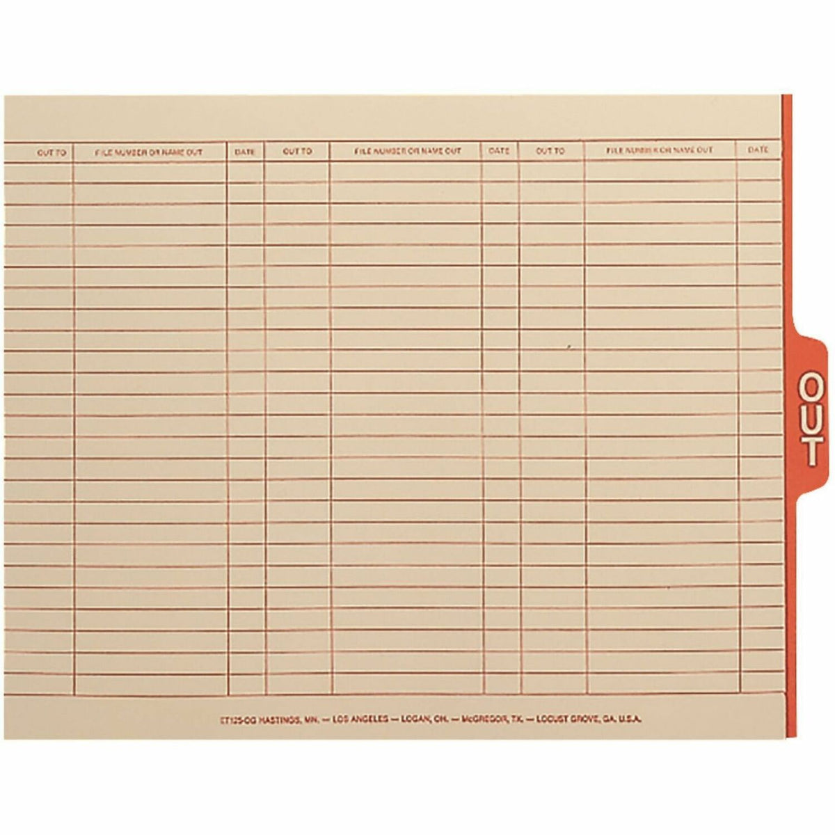 Smead File Guide - Printed Center Tab(s) - Message - OUT x 0.50" Tab Width - Legal - 8.50" Width x 14" Length - Manila Divider - Red Tab(s) - 10% Recycled - 100/Box - 5 / Carton