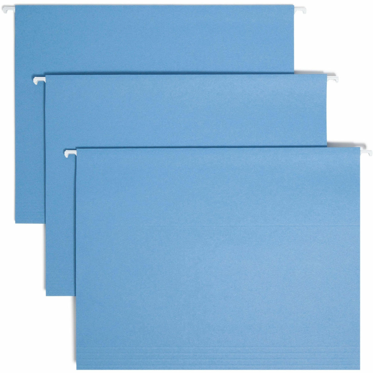 Smead Colored 1/5 Tab Cut Letter Recycled Hanging Folder - 8 1/2" x 11" - Top Tab Location - Assorted Tab Position - 11 pt. - Vinyl - Blue - 10% Recycled - 25 / Box