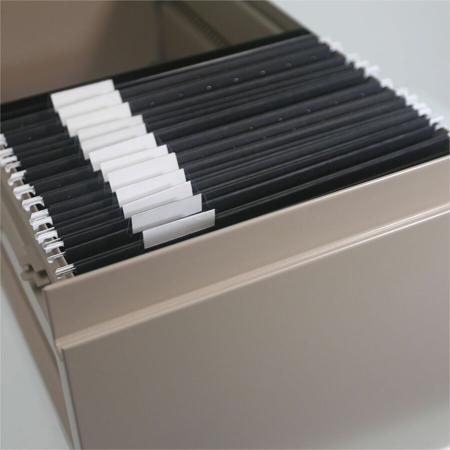 Smead Colored 1/5 Tab Cut Letter Recycled Hanging Folder - 8 1/2" x 11" - Top Tab Location - Assorted Tab Position - 11 pt. - Vinyl - Black - 10% Recycled - 25 / Box