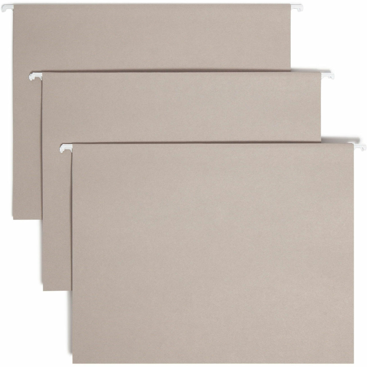 Smead Colored 1/5 Tab Cut Letter Recycled Hanging Folder - 8 1/2" x 11" - Top Tab Location - Assorted Tab Position - 11 pt. - Vinyl - Gray - 10% Recycled - 25 / Box