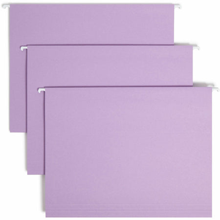 Smead Colored 1/5 Tab Cut Letter Recycled Hanging Folder - 8 1/2" x 11" - Top Tab Location - Assorted Tab Position - 11 pt. - Vinyl - Lavender - 10% Recycled - 25 / Box