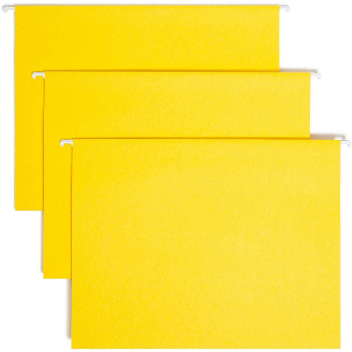 Smead Colored 1/5 Tab Cut Letter Recycled Hanging Folder - 8 1/2" x 11" - Top Tab Location - Assorted Tab Position - 11 pt. - Vinyl - Yellow - 10% Recycled - 25 / Box