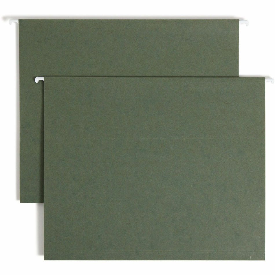 Smead Letter Recycled Hanging Folder - 8 1/2" x 11" - 1" Expansion - 11 pt. - Pressboard - Standard Green - Reinforced Base - 10% Recycled - 25 / Box