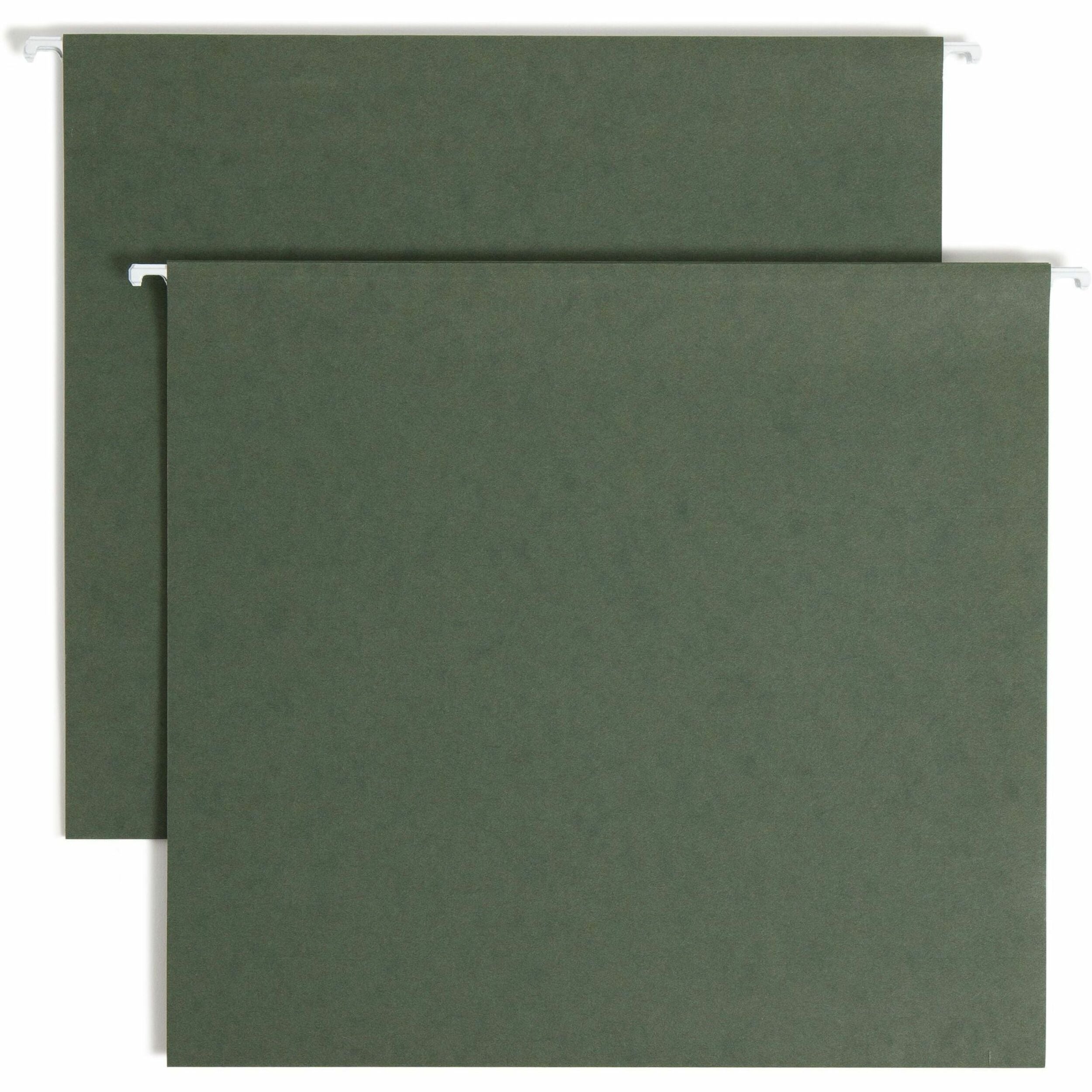 Smead Letter Recycled Hanging Folder - 8 1/2" x 11" - 3" Expansion - 11 pt. - Pressboard - Standard Green - Reinforced Base - 10% Recycled - 25 / Box