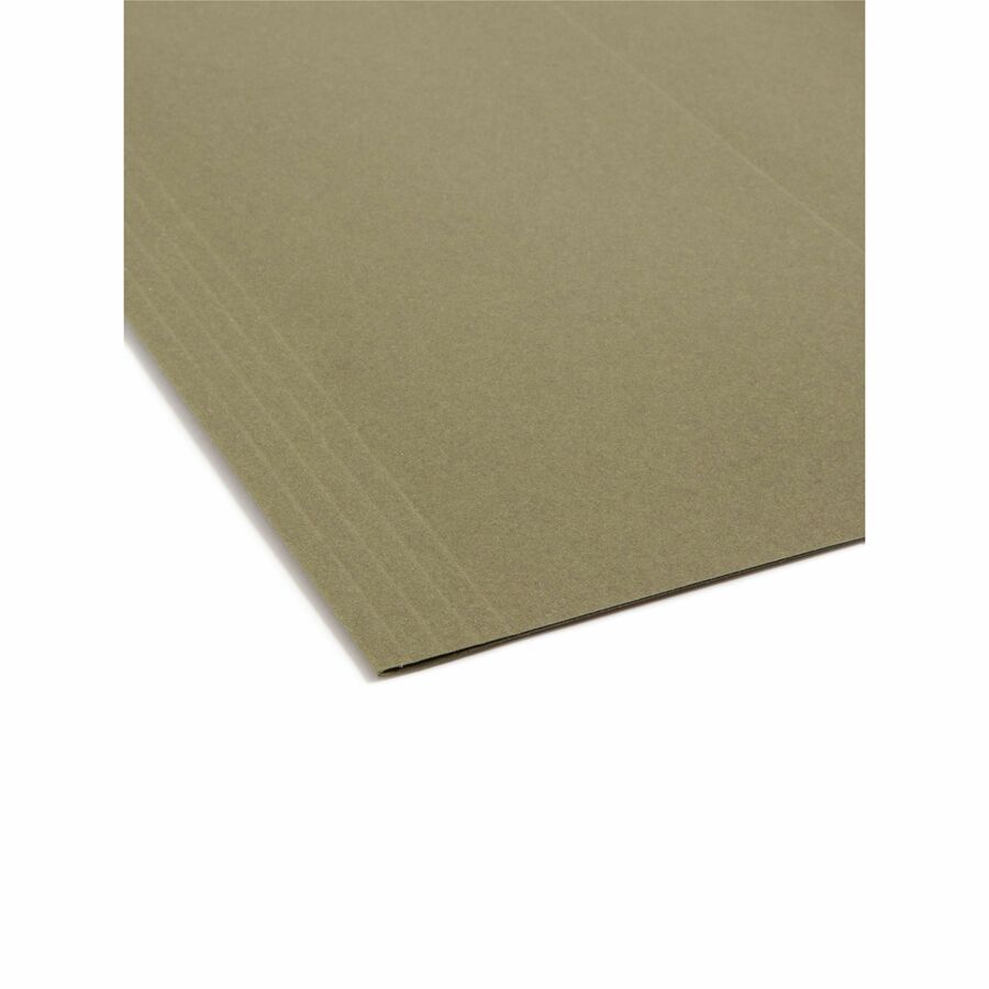 Smead 1/5 Tab Cut Letter Recycled Hanging Folder - 8 1/2" x 11" - Top Tab Location - Assorted Tab Position - 11 pt. - Vinyl - Standard Green - Hanging System - 100% Recycled - 25 / Box