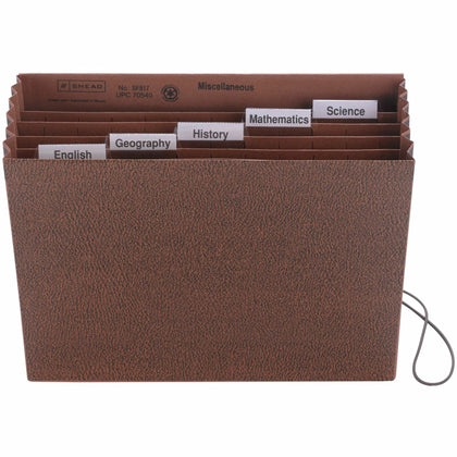 Smead 1/5 Tab Cut Letter Recycled Expanding File - 8 1/2" x 11" - 5 1/4" Expansion - 6 Pocket(s) - Top Tab Location - Assorted Tab Position - Redrope - Elastic Closure, Flap - 30% Recycled - 1 Each