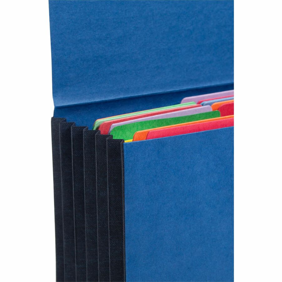 Smead Letter Recycled File Wallet - 8 1/2" x 11" - 5 1/4" Expansion - Navy - Elastic Closure, Reinforced Gusset - 10% Recycled - 1 Each