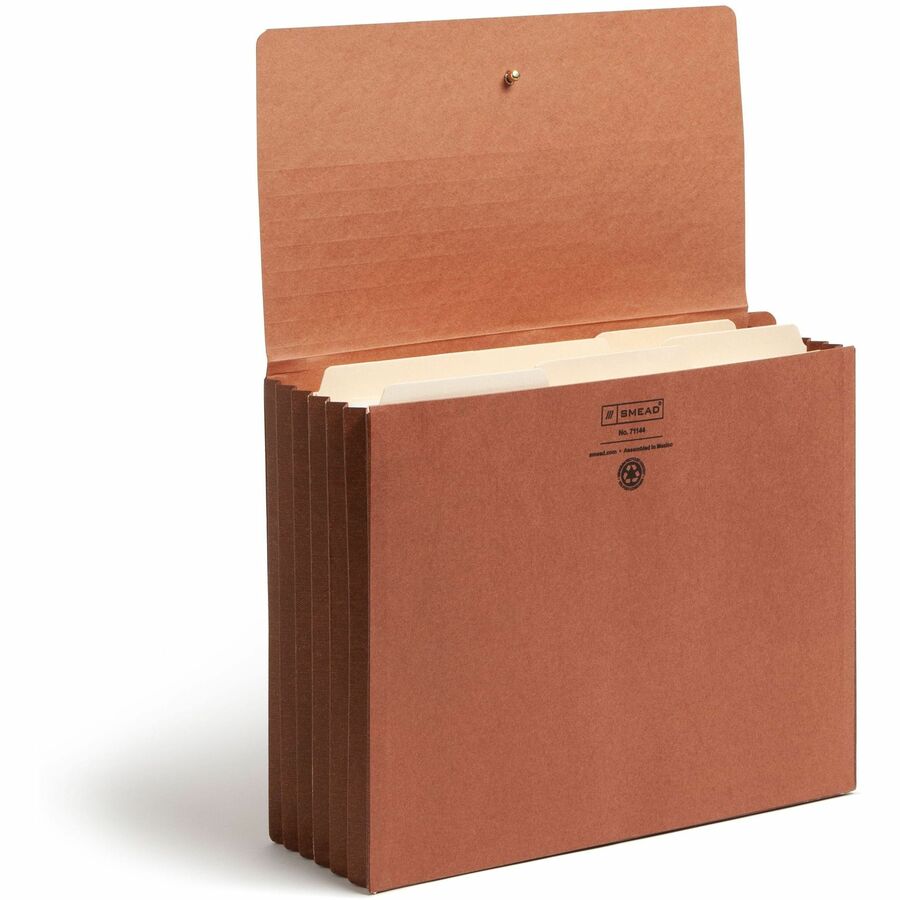 Smead Letter Recycled File Wallet - 8 1/2" x 11" - 5 1/4" Expansion - 2 Plys - Redrope - Flap, Tear Resistant, Elastic Closure - 30% Recycled - 10 / Box