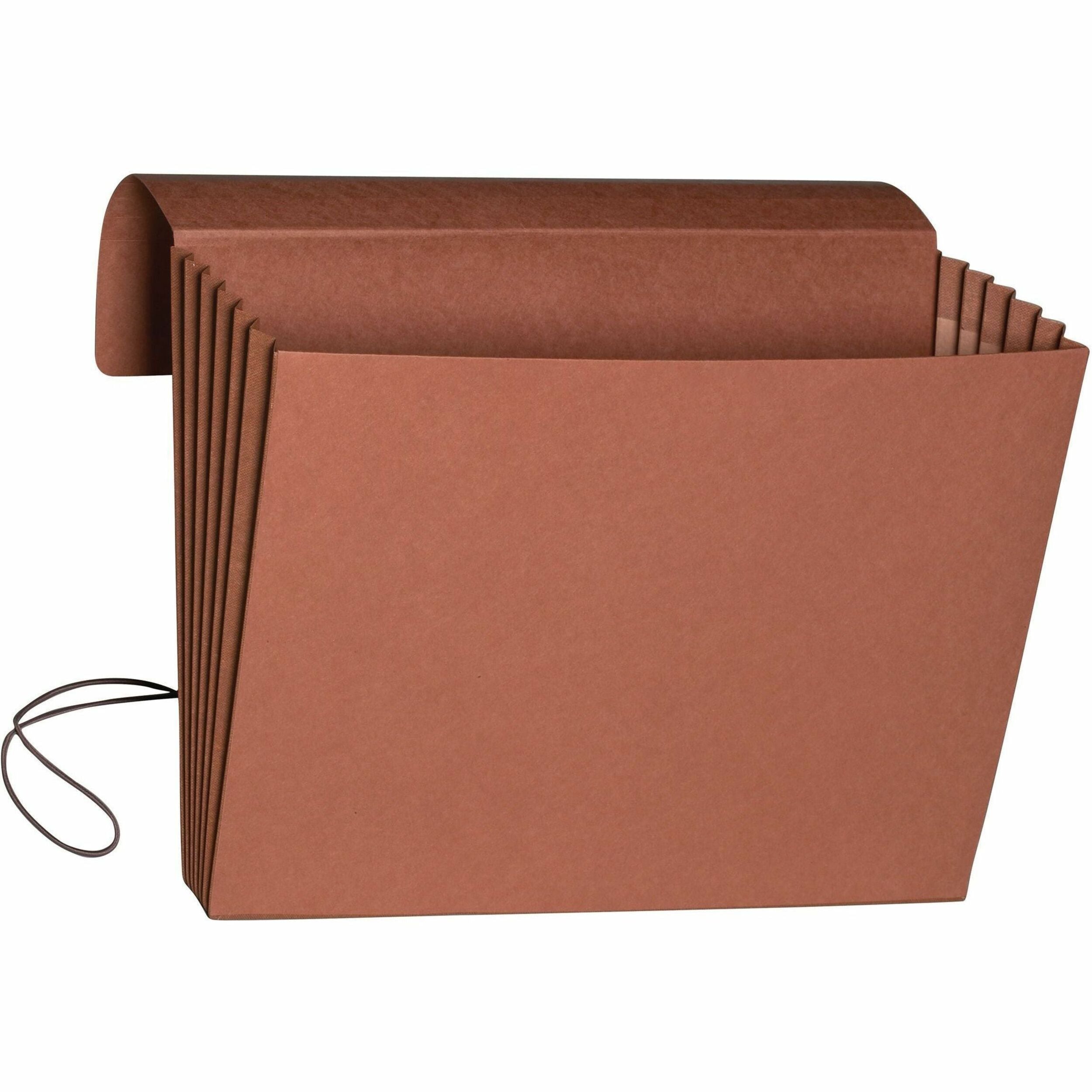 Smead Letter Recycled File Wallet - 8 1/2" x 11" - 5 1/4" Expansion - Top Tab Location - Redrope - Elastic Closure, Flap, Reinforced Gusset - 30% Recycled - 1 Each