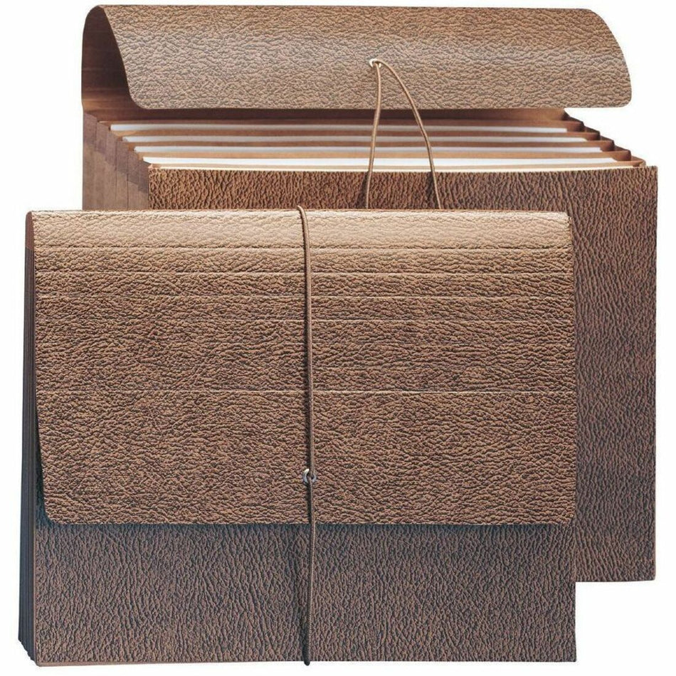 Smead Letter Recycled File Wallet - 8 1/2" x 11" - 5 1/4" Expansion - 6 Pocket(s) - Redrope - Elastic Closure - 30% Recycled - 10 / Box