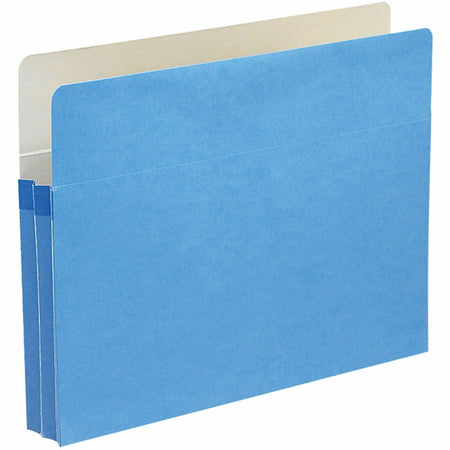 Smead Straight Tab Cut Letter Recycled File Pocket - 8 1/2" x 11" - 1 3/4" Expansion - Top Tab Location - Card Stock - Blue - Tear Resistant - 10% Recycled - 1 Each