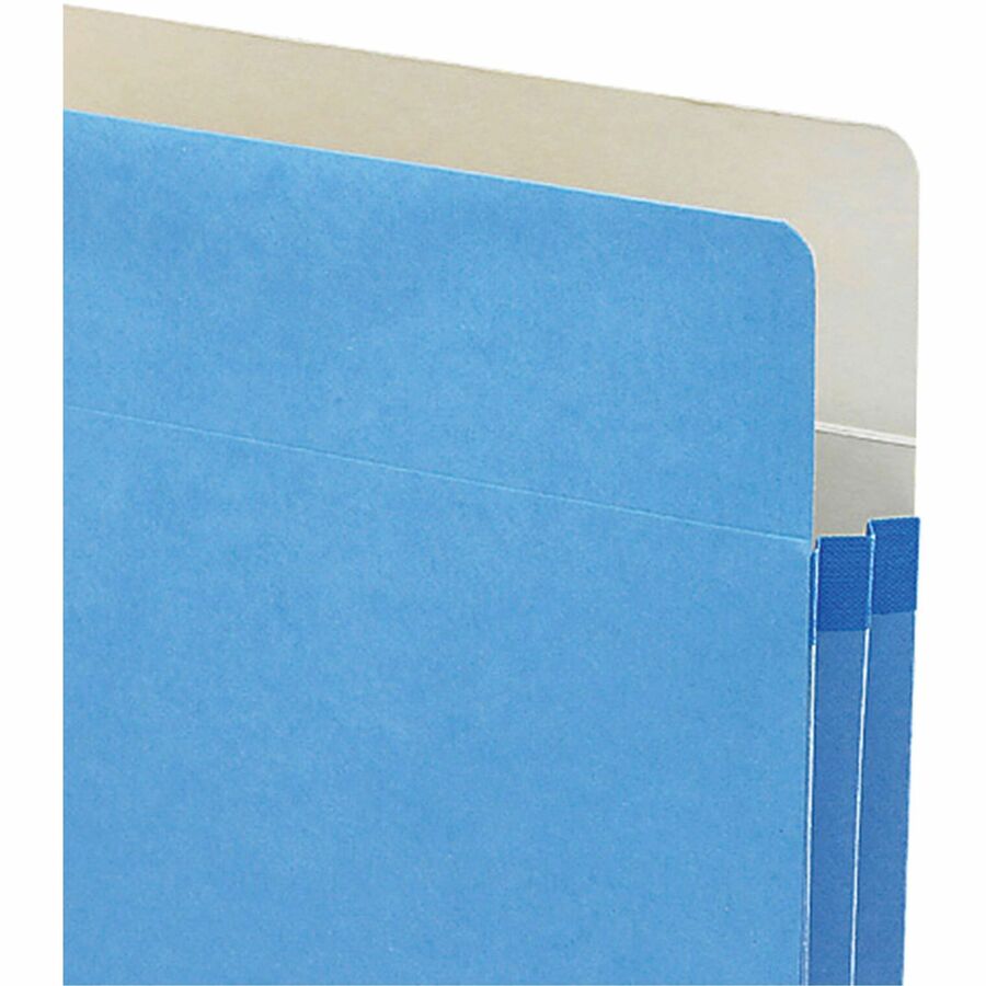 Smead Straight Tab Cut Letter Recycled File Pocket - 8 1/2" x 11" - 1 3/4" Expansion - Top Tab Location - Card Stock - Blue - Tear Resistant - 10% Recycled - 1 Each